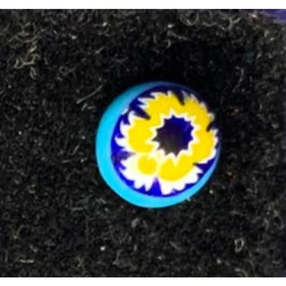 Micro Turquoise Blue-colored Mosaic earrings in Gold wash, Vintage